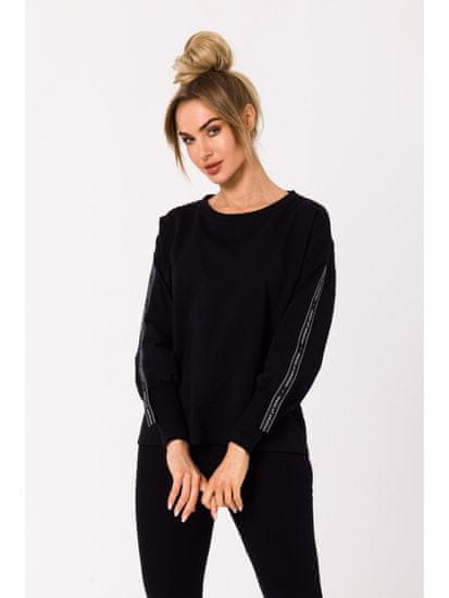 Made of Emotion Ženska majica s kapuco brez kapuce Tsewang M727 črna