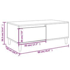 Vidaxl Klubska mizica siva sonoma 90x50x36,5 cm inženirski les