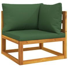 shumee Vrtna sedežna garnitura 4-delna z zelenimi blazinami trden les