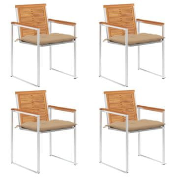 Vidaxl Vrtni stoli 4 kosi z blazinami trden akacijev les