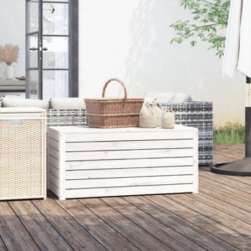 Vidaxl vidaXL Vrtna shranjevalna škatla bela 101x50,5x46 cm masivni borov les