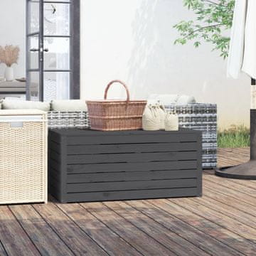 Vidaxl vidaXL Vrtna shranjevalna škatla siva 101x50,5x46,5 cm masivni borov les