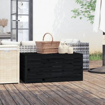 Vidaxl vidaXL Vrtna shranjevalna škatla črna 101x50,5x46,5 cm borovina