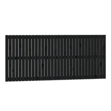 Vidaxl Stensko posteljno vzglavje črno 204x3x90 cm trdna borovina