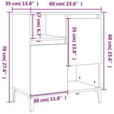 Vidaxl Komoda 3 kosa dimljeni hrast 60x35x70 cm inženirski les
