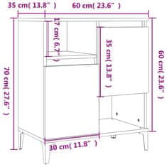 Greatstore Komoda rjav hrast 60x35x70 cm inženirski les