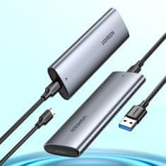 Ugreen CM400 zunanji box za M.2 B-Key SATA 3.0 SSD + kabel USB-C, siva