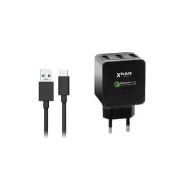 Xplore Napajalnik quickcharge 3,6a (3 vhodi) type-c XP287