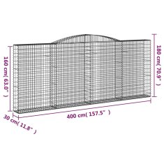 Vidaxl Obokane gabion košare 15kosov 400x30x160/180cm pocinkano železo