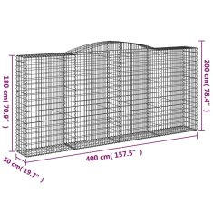 Vidaxl Obokane gabion košare 7 kosov 400x50x180/200cm pocinkano železo