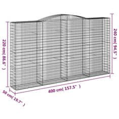 Vidaxl Obokane gabion košare 25 kosa 400x50x220/240cm pocinkano železo
