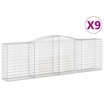 Vidaxl Obokane gabion košare 9 kosov 400x50x120/140cm pocinkano železo