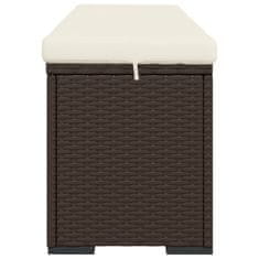 Vidaxl Klop z blazino rjava 110x30x40 cm poli ratan