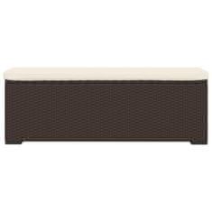 Vidaxl Klop z blazino rjava 110x30x40 cm poli ratan