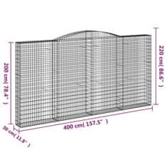 Vidaxl Obokane gabion košare 8 kosa 400x30x200/220 cm pocinkano železo