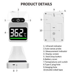 ALPHAMED infrardeči brezkontaktni stenski termometer UFR101 medicinski pripomoček z alarmom za povišano temperaturo