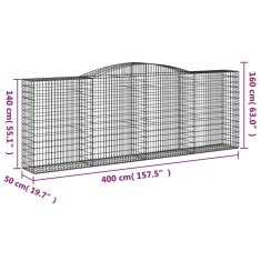 Vidaxl Obokane gabion košare 7 kosov 400x50x140/160cm pocinkano železo