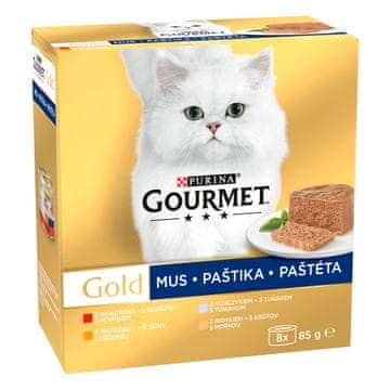 Gourmet Gold Multipack paštete z govedino, tuno, jetri in puranom, 96 x 85 g
