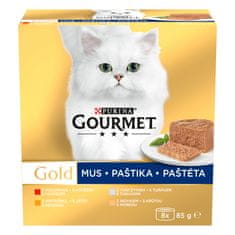 Gourmet Gold Multipack paštete z govedino, tuno, jetri in puranom, 96 x 85 g