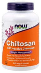 NOW Foods Hitozan, 500 mg plus krom, 240 rastlinskih kapsul