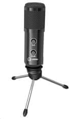 LORGAR mikrofon Soner 313 za pretakanje, kondenzatorski, gumb za glasnost in odzivnost, črn
