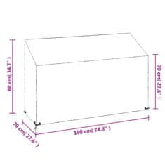 Vidaxl Prevleka za vrtno klop 8 obročkov 190x70x70/88 cm polietilen