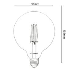 LUMILED LED žarnica E27 G95 8W = 75W 880lm 3000K Toplo bela 360°