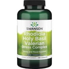 Swanson Full Spectrum Rhodiola Holy Basil Valerian Stress Complex (Rhodiola, indijska bazilika, baldrijana), 180 kapsul