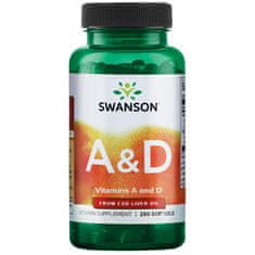 Swanson Vitamin A & amp; D (5000 ie / 400 ie), 250 mehkih gelov