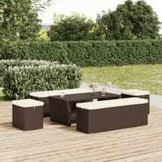 Vidaxl Klop z blazino rjava 110x30x40 cm poli ratan