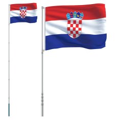 Vidaxl Zastava Hrvaške in drog 5,55 m aluminij