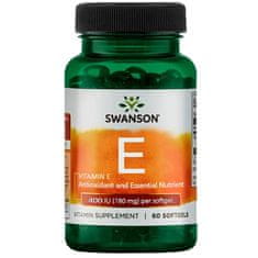 Swanson Vitamin E 400 ie, 60 mehkih kapsul
