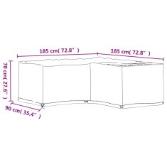 Vidaxl Prevleka za vrtno pohištvo L oblike 12 obročkov 185x185x70 cm