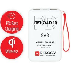 Skross Reload 10 PD polnilna baterija, Qi PD, 10000mAh, USB A+C, bela (DN56W-PD)