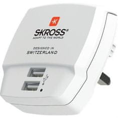 Skross Polnilni adapter USB za Združeno kraljestvo, 2400 mA, 2x izhod USB (DC10UK)