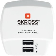 Skross Polnilni adapter USB za Združeno kraljestvo, 2400 mA, 2x izhod USB (DC10UK)
