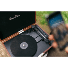 LENCO TT-120BNWH gramofon v kovčku, rjavo-črn