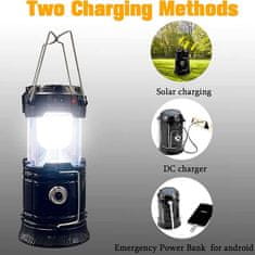 Netscroll Svetilka za kampiranje, vodoodporna lučka za zunanjo uporabo, polnjenje preko sočne energije ali USB kabla, zložljiva svetilka, solarna lučka, CampingLight