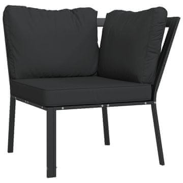 Vidaxl Vrtni stol s sivimi blazinami 76x76x79 cm jeklo