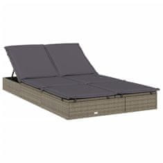 Vidaxl Vrtni ležalnik za 2 osebi s streho siv 211x112x140cm poli ratan