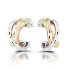 Modesi Elegantni srebrni tribarvni obročasti uhani M23090