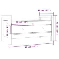 Vidaxl Klop za predsobo medeno rjava 80x40x43 cm trdna borovina