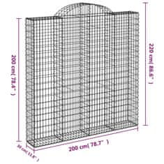 Vidaxl Obokane gabion košare 6 kosi 200x30x200/220 cm pocinkano železo