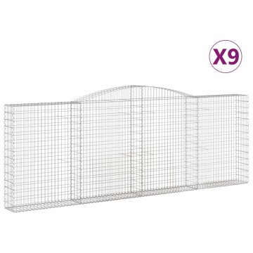 Vidaxl Obokane gabion košare 9 kosov 400x30x140/160cm pocinkano železo