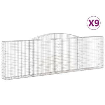 Vidaxl Obokane gabion košare 9 kosov 400x30x120/140cm pocinkano železo