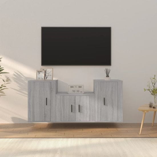 Vidaxl Komplet TV omaric 3-delni siva sonoma inženirski les