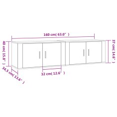 Vidaxl Stenska TV omarica 2 kosa betonsko siva 80x34,5x40 cm