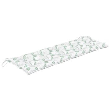 Vidaxl Blazina za vrtno klop vzorec listov 150x50x7 cm oxford tkanina