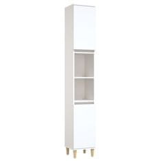 Vidaxl Kopalniška omarica bela 30x30x190 cm inženirski les
