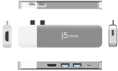 J5CREATE Ultradrive priklopna postaja, 2x HDMI, 4x USB, siva (JCD389)